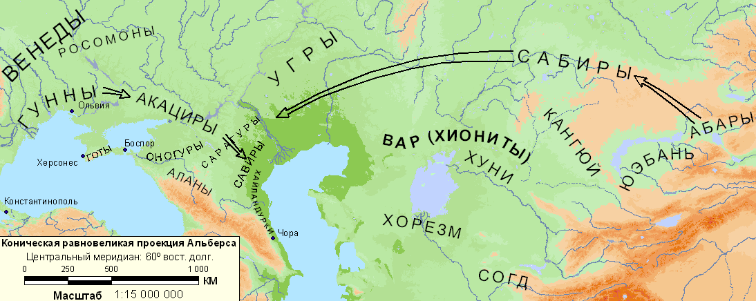 Карта 2. Восточная Европа и Средняя Азия в V в.