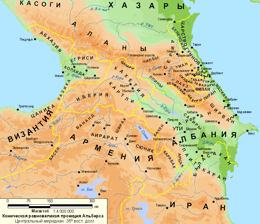 Карта  5. Кавказ в VII-VIII вв.